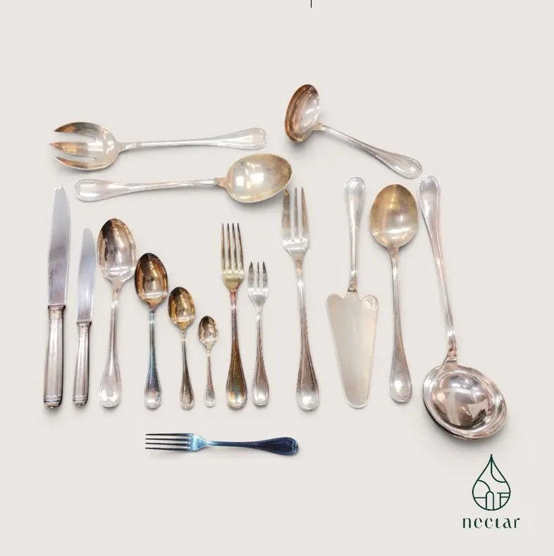 Ménagère Christofle métal argenté — modèle filet perlé (Vendu)