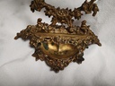 Miroir ancien baroque en laiton doré – Décor oiseaux & fleurs