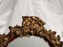 Miroir ancien baroque en laiton doré – Décor oiseaux & fleurs