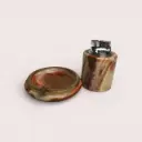 Set fumeur vintage en onyx : briquet de table & cendrier