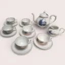 Service à thé en porcelaine bleue et blanche