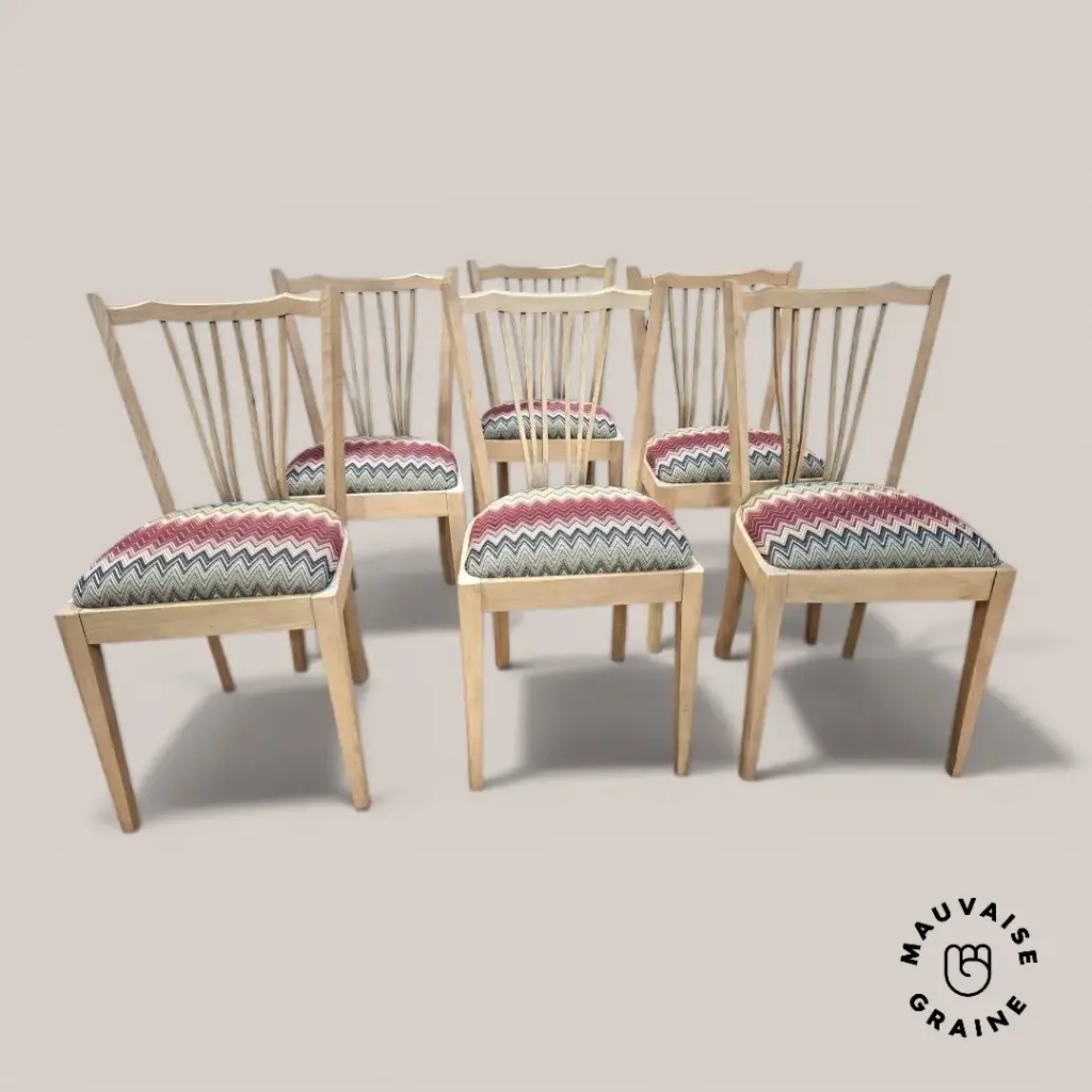 Lot de 6 chaises tissu ZigZag