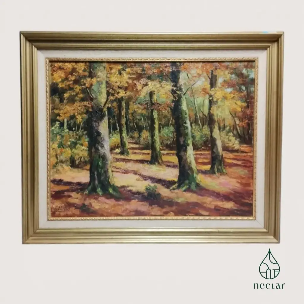 "Automne en forêt" F. Ponthier (Hamoir) (Vendu)