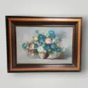 Tableau bouquet de fleurs signé Frederick