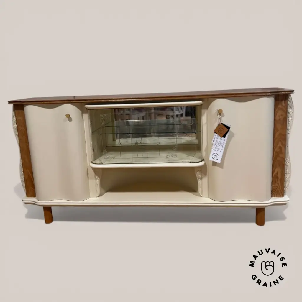 Buffet ancien avec vitrine - rénové 