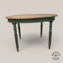 Table ovale en chêne - Pieds vert Cricket
