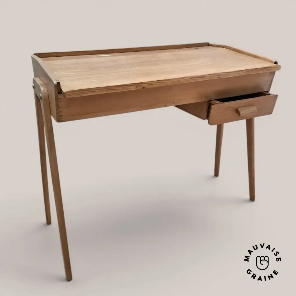 PROMO: Bureau secrétaire vintage mid-century – pieds en trapèze