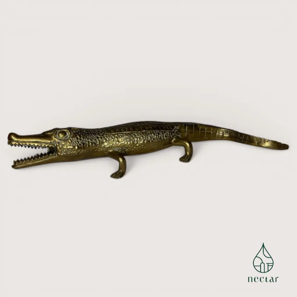 Statuette crocodile en laiton vintage (Vendu)