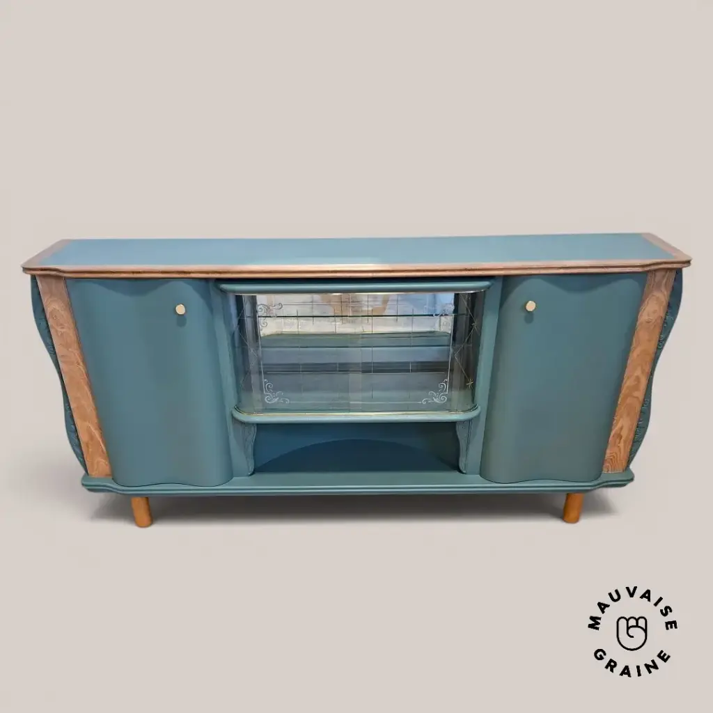 Buffet vitrine rénové Vert Cricket 