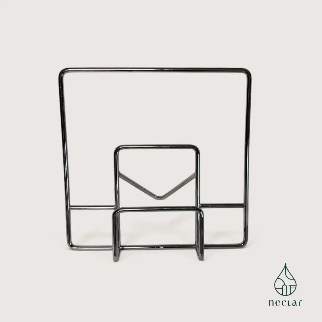 Porte-vinyles vintage en métal chromé – Années 70/80