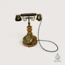 Téléphone vintage en cuir & laiton – Style ancien