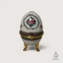 Œuf boîte à bijoux en porcelaine fleurie – Marqué Limoges