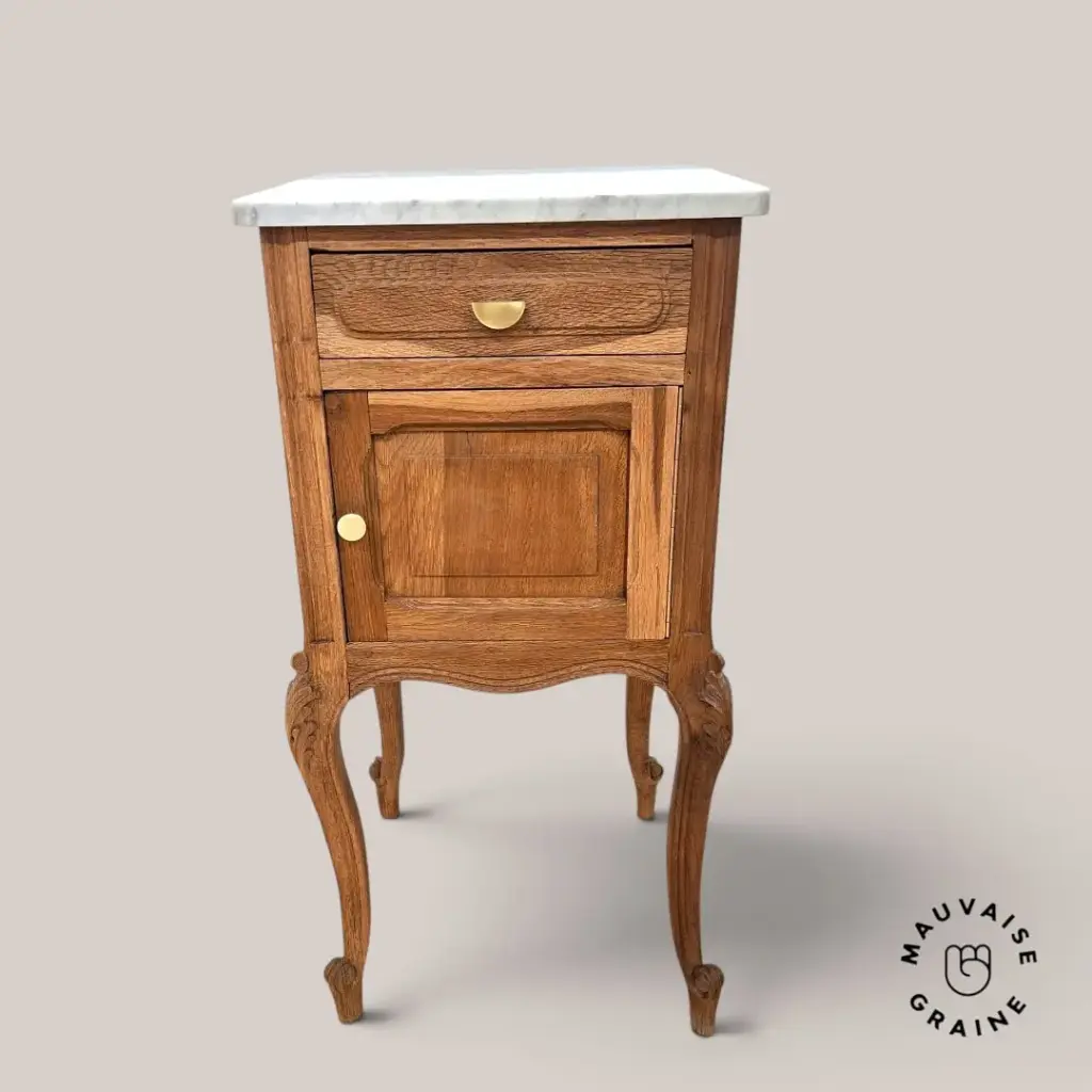 Meuble d'appoint - Sauge et marbre blanc (Vendu)