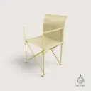 Fauteuil pliant vintage en métal jaune & toile – Années 70/80