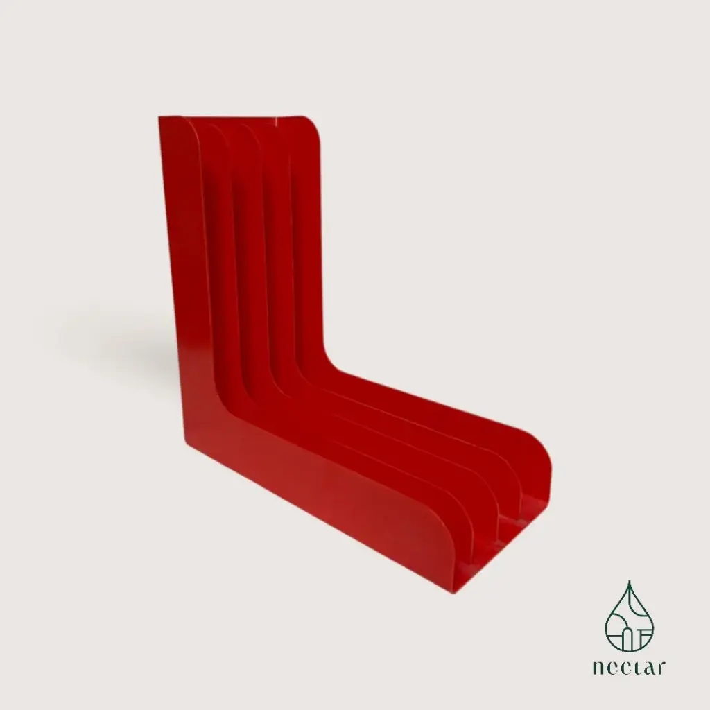 Porte-vinyles mural vintage AUREX rouge – Années 70