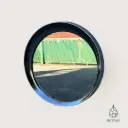 Grand miroir rond vintage chromé – Style Space Age – 55 cm