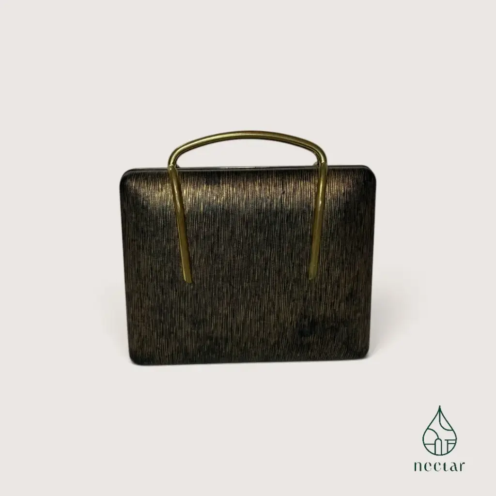 Coffret à bijoux vintage en forme de sac à main – Noir et doré