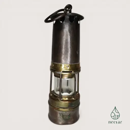 [B/01/260410] Lampe de mineur de sécurité à huile numérotée – verre Schott & Gen Jena