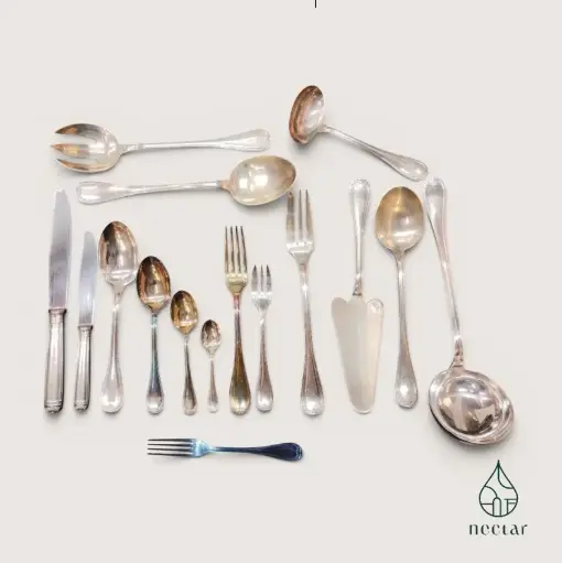 [C/01/260522] Ménagère Christofle métal argenté — modèle filet perlé