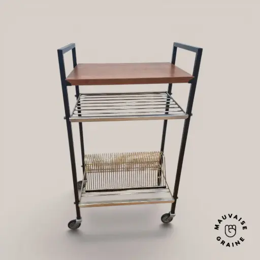 [GF-DésserteTomado-20260717] Desserte à roulettes Tomado Porte-vinyl 50's