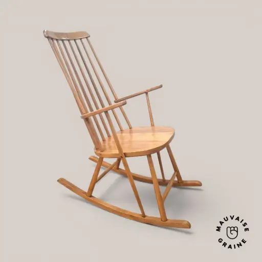 [D-Rockingchair_2026-07-17] Scandinavian Rocking chair  Natural Mid-century