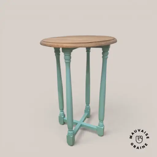 [D-tableAppointPiedTurquoise-202060723] Table d'appoint en chêne turquoise Norway