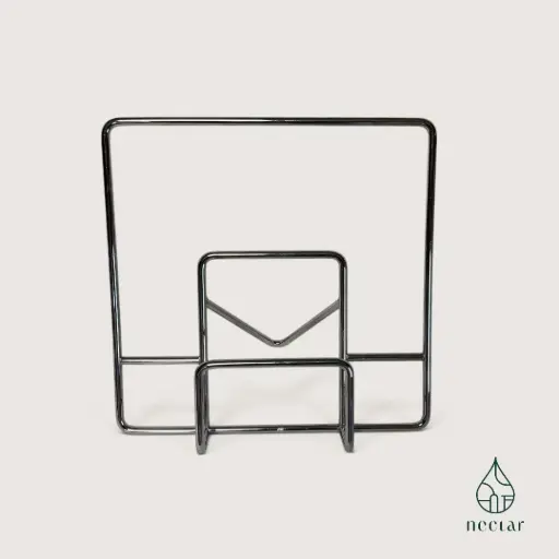 Porte-vinyles vintage en métal chromé – Années 70/80